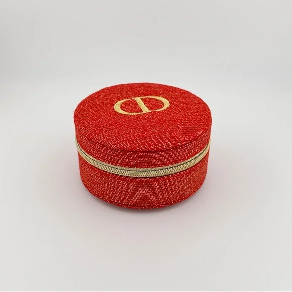 🆕 DIOR Limited Edition Shimmering Red Round Jewelry Case Authentic & NIB - Picture 3 of 8